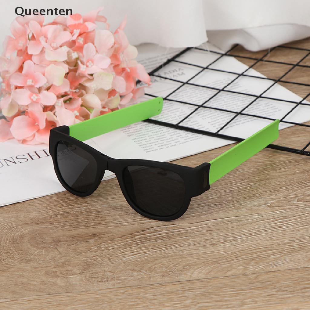 Queenten 1 Pcs Polarized Folding Sunglasses UV400 Slap Sport Foldable Wristband Shades QT
