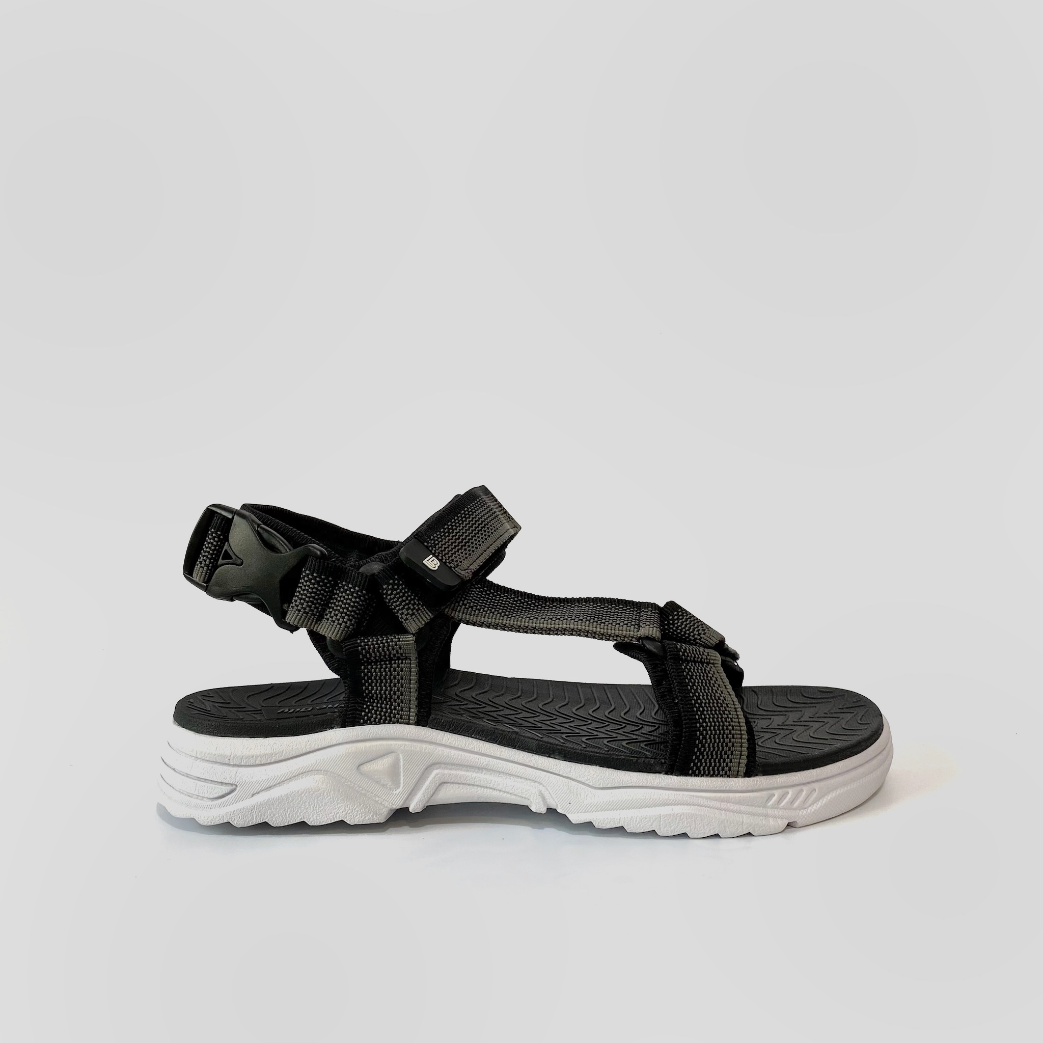 Giày Sandal Nam The Bily Quai Chéo - Đế Trắng Lót Đen Màu Xám Thổ Cẩm BLDTMD01