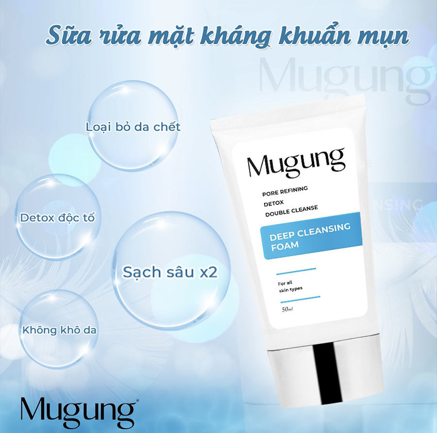 Combo ngăn ngừa mụn Mugung gồm Sữa rửa mặt và Serum Acne Treatment không bong da bí quyết sạch bay mụn thâm,mụn bọc,mụn trứng cá, dành cho mọi loại da 15ml và 15gram