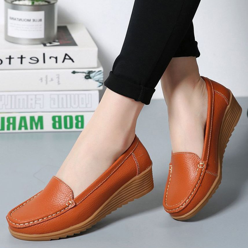Women's Oxford Loafer Thick Bottom Flats Slip-On Casual Shoes