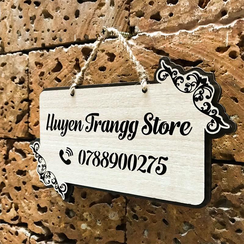 Bảng hiệu gỗ tên shop sử dụng trang trí chụp ảnh bán hàng Online