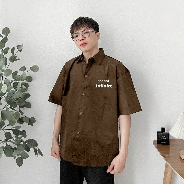 Áo sơ mi nam tay lỡ form rộng Oversized thêu hình chàng trai cực hot, Áo sơ mi nữ form rộng tay ngắn thêu họa tiết cực hot - dáng rộng thời trang Unisex
