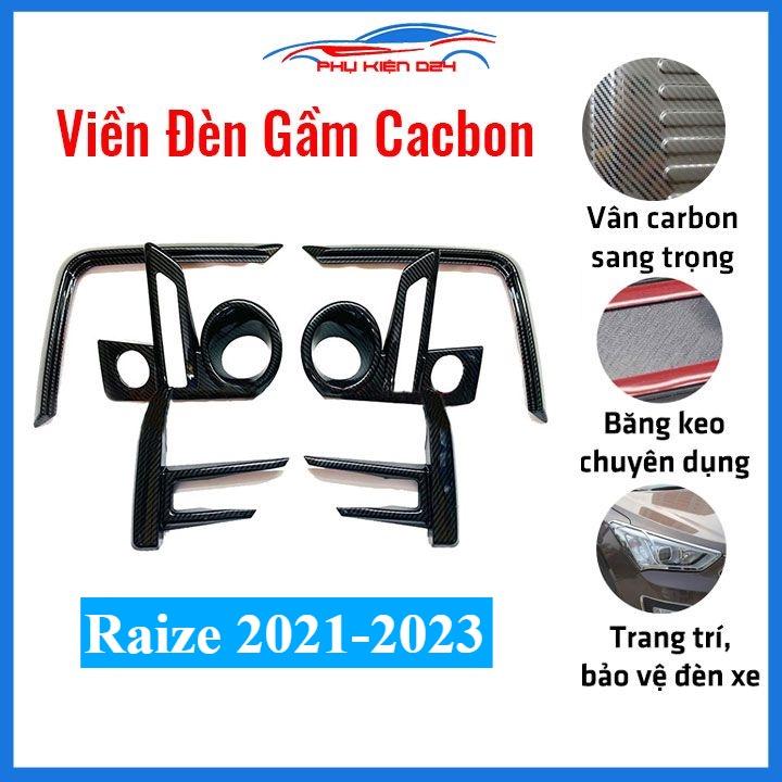 Ốp viền đèn gầm trước sau xe Raize 2021-2022-2023 Cacbon chống trầy trang trí làm đẹp xe