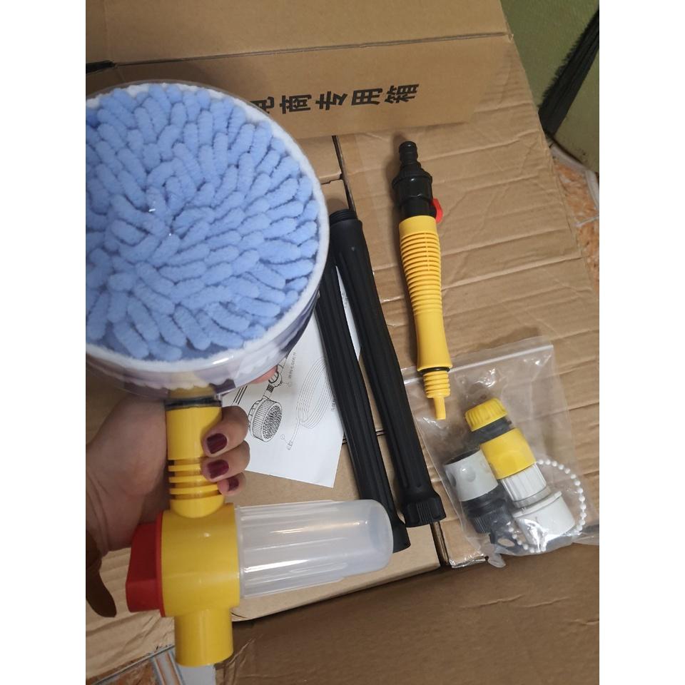 CHỔI XOAY TỰ ĐỘNG 360 RỬA XE Ô TÔ | Cây Rửa Xe Hơi Kết Hợp Bàn Chải Tự Động, Xoay Tròn 360, Tự Tạo Bọt.