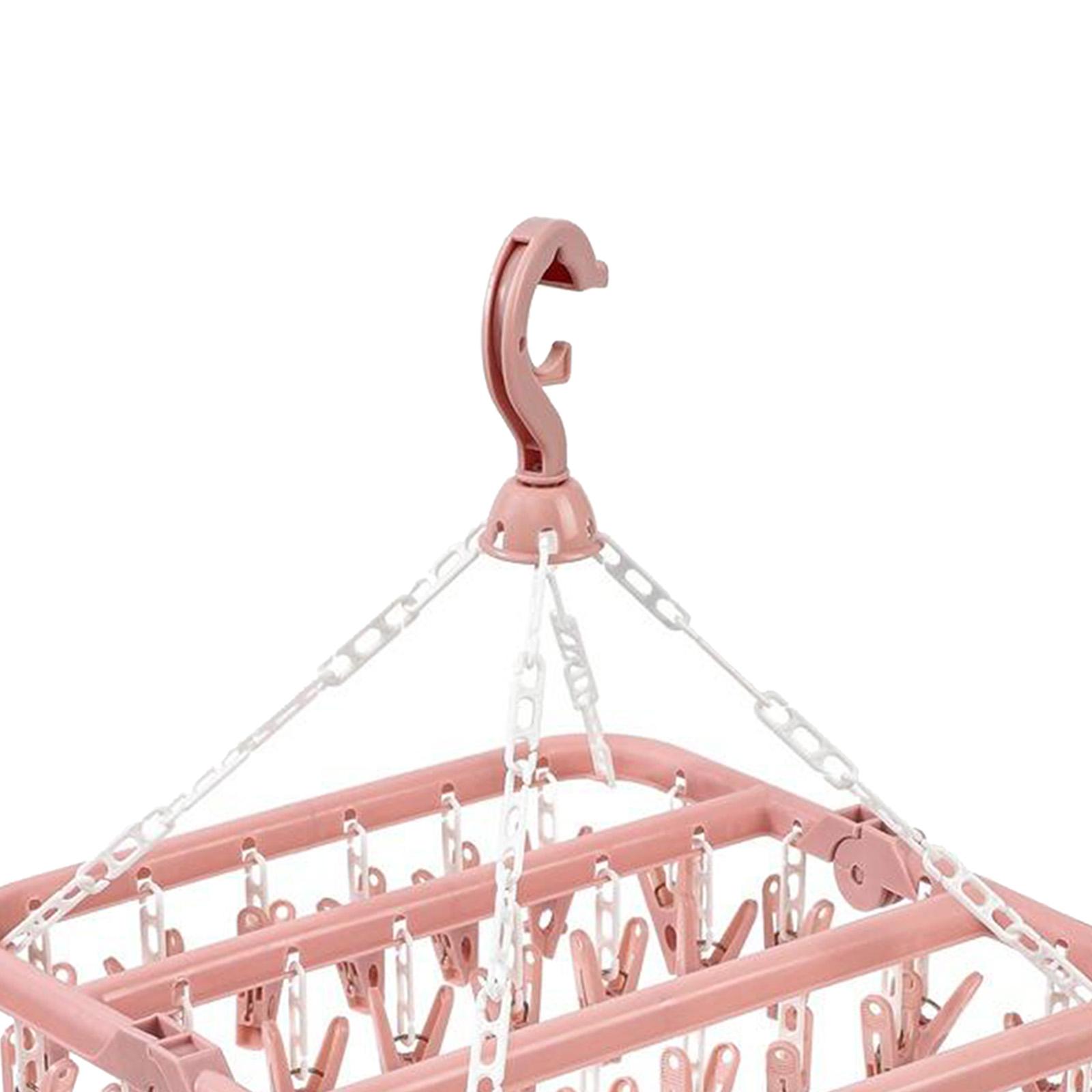 2 Pieces Indoor 32 Peg Laundry Foldable Clip Hanger Underwear