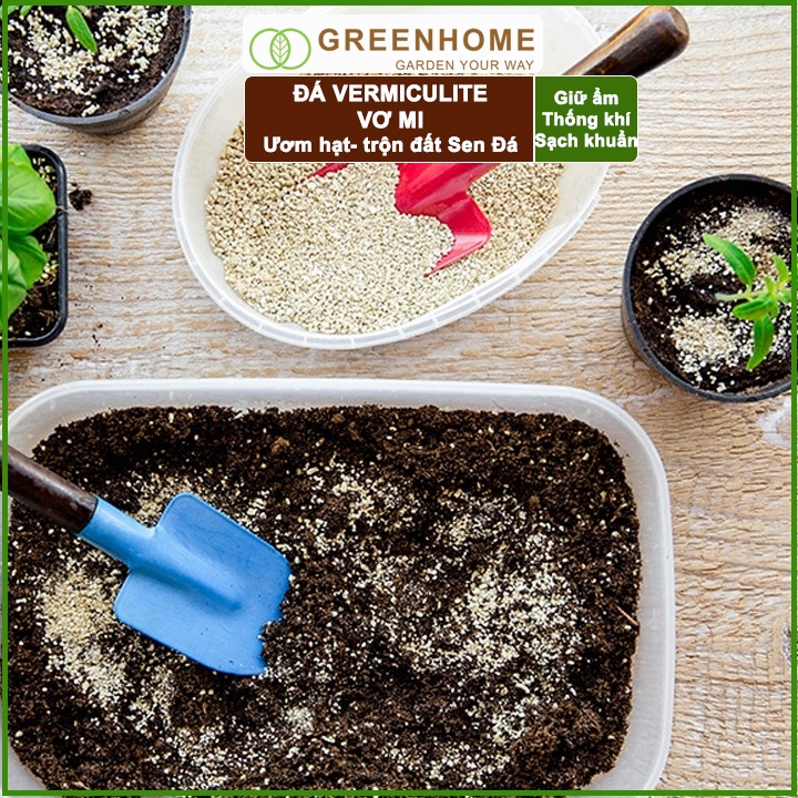 Đá Vermiculite (Vơ Mi) Greenhome, Bao 500gr, Giá Thể, Ươm Hạt Giống, Trồng Rau Mầm, Đất Hoa Hồng, Sen Đá, Thuỷ Canh