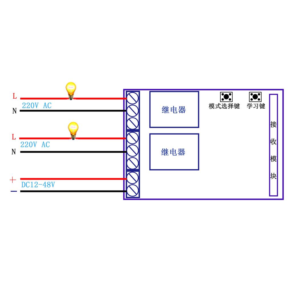 2CH 315M AC/DC12V-48V Không Dây Điều Khiển Từ Xa RF Tiếp Công Tắc-103dBm Đầu Thu Kèm 2 Nút Điều Khiển Từ Xa điều