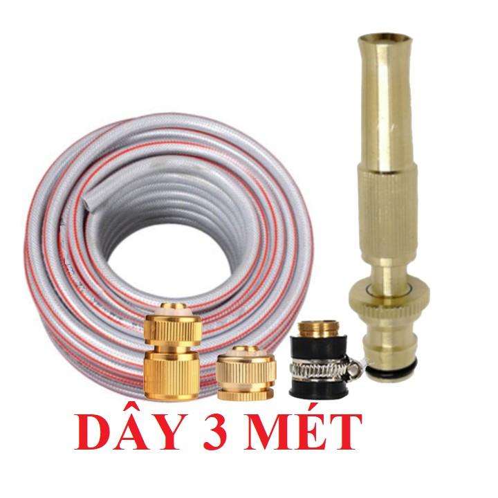 Bộ dây vòi xịt nước rửa xe, tưới cây . tăng áp 3 lần,loại 3m,5m 206587 đầu đồng,cút đồng+ tặng mở chai