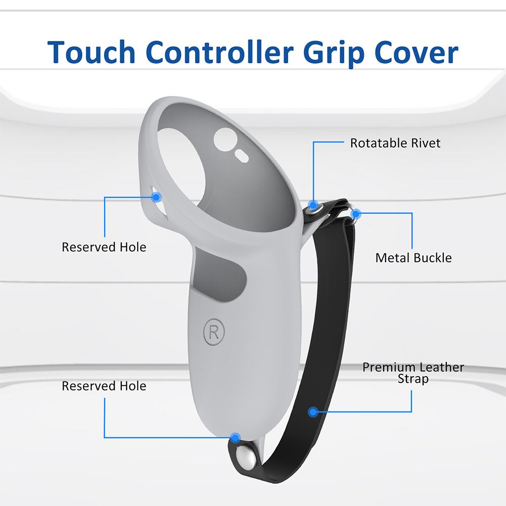 Vỏ bộ điều khiển silicone VR Tất cả các tay cầm bao gồm bao gồm vỏ chống va chạm có thể điều chỉnh dây đeo cho meta Quest Pro VR màu: Đen