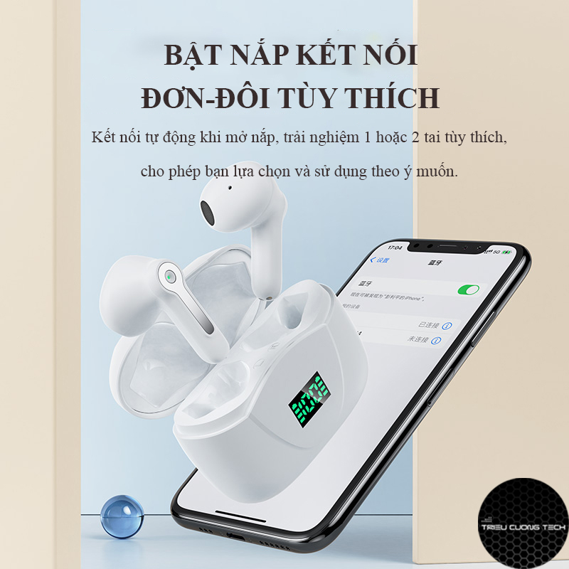 Tai Nghe Bluetooth True Wireless TWS TCT-S15 Giảm Ổn ENC Giảm Nhiễu Đàm Thoại - Âm Thanh HiFi - Màn Hình Led % Pin - Kháng Nước IPX6 Hàng Chính Hãng