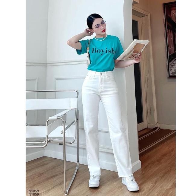 Quần jean nữ lưng cao ống xuông ( đen , trắng ) HDSHOP , quần bò cạp cao ống đứng skinny jeans thời trang