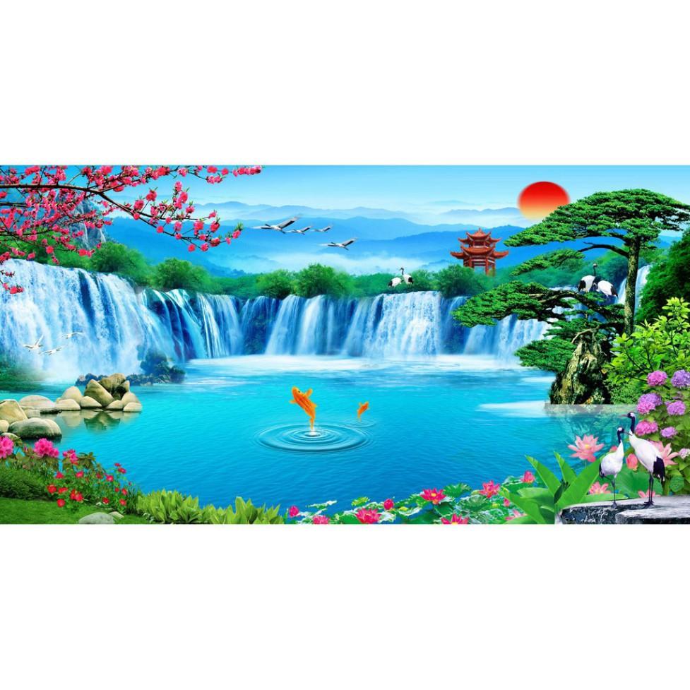 Tranh dán tường phong thủy sơn thủy hữu tình LunaTM-0137