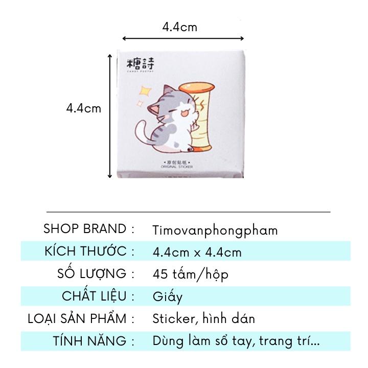 Hình dán sticker cute dễ thương hộp 45 miếng sicker dán sổ laptop ST28