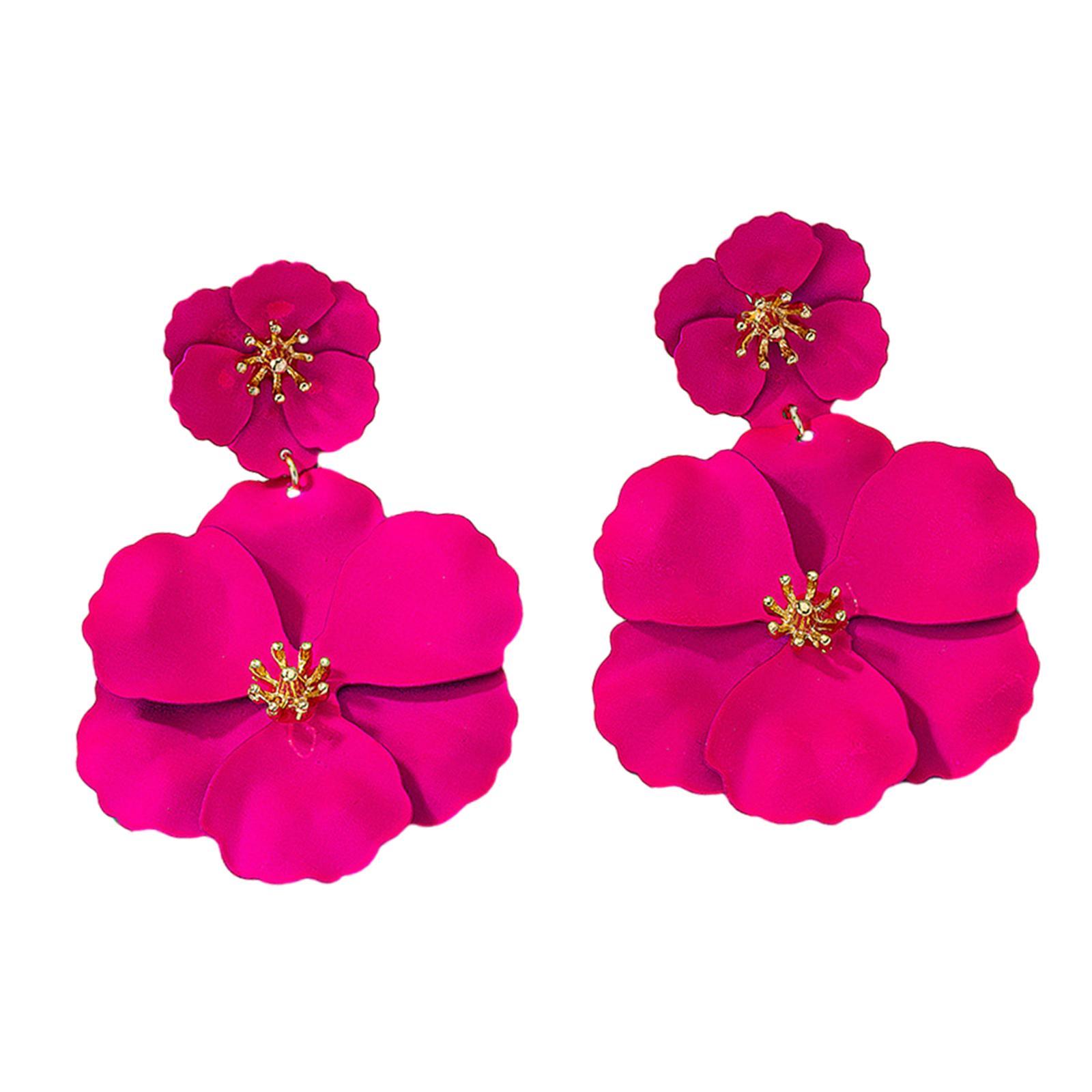 Flower Dangle Earrings Drop Earrings Matte Bohemian Chic Metal Stud Earrings Floral Petal Earrings for Engagement Women Girls