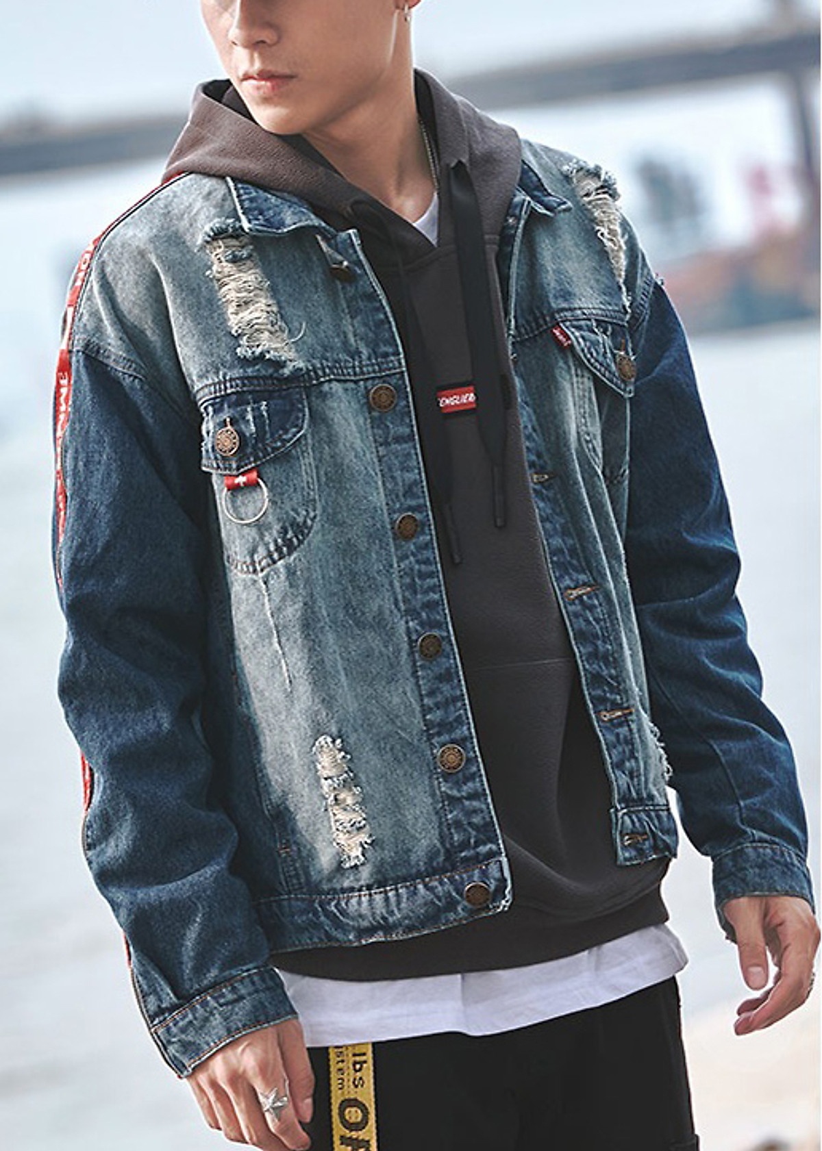 Áo khoác jeans nam mẫu 015, thời trang trẻ, phong cách Hàn Quốc