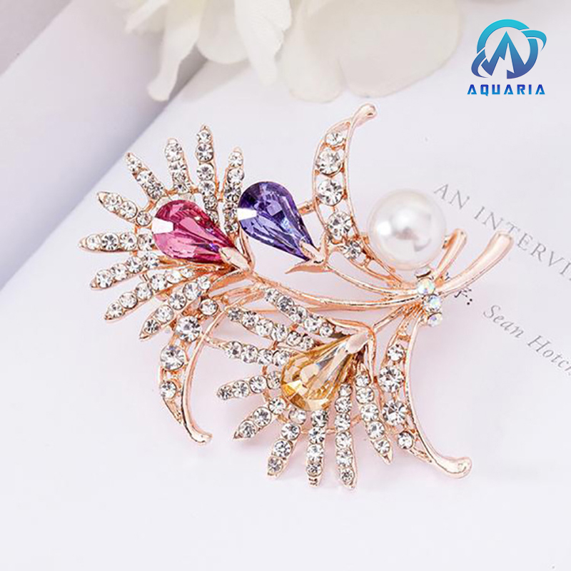 Trâm Cài Áo Nữ Quà Tặng Hoa Tam Sắc Đính Đá Trang Nhã Sang Trọng