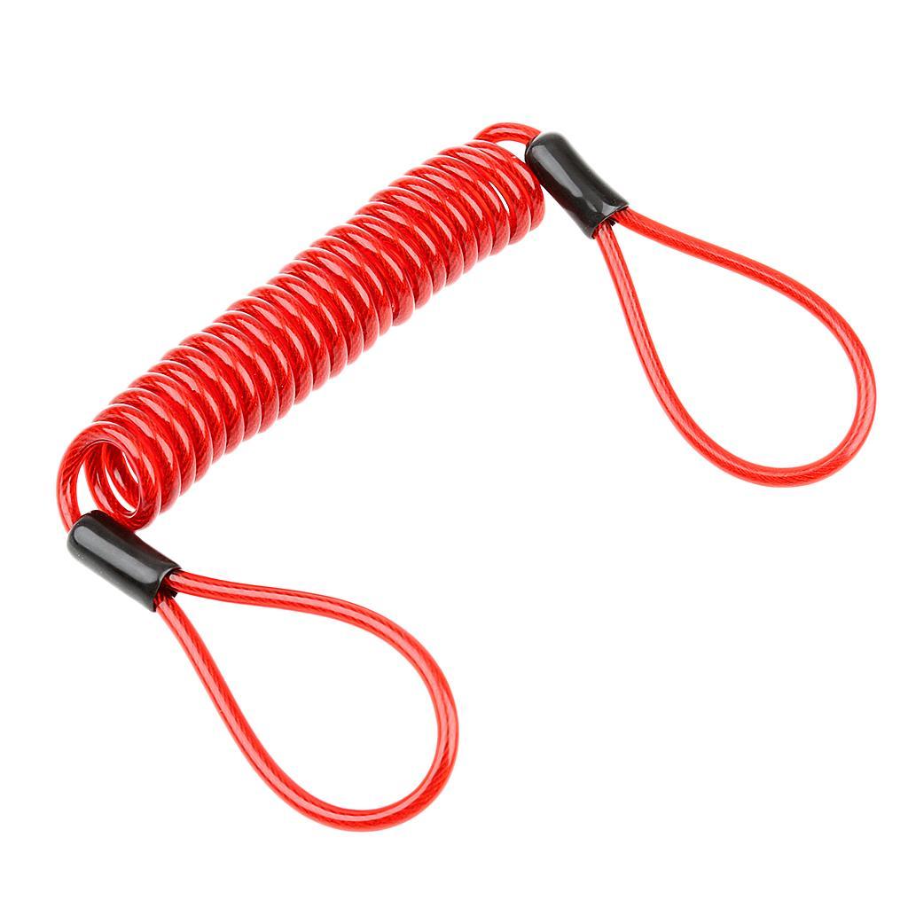 4xSteel Lanyard Spring Coil Wire Lock Safety Cable Lanyard Tether Red 1.5m