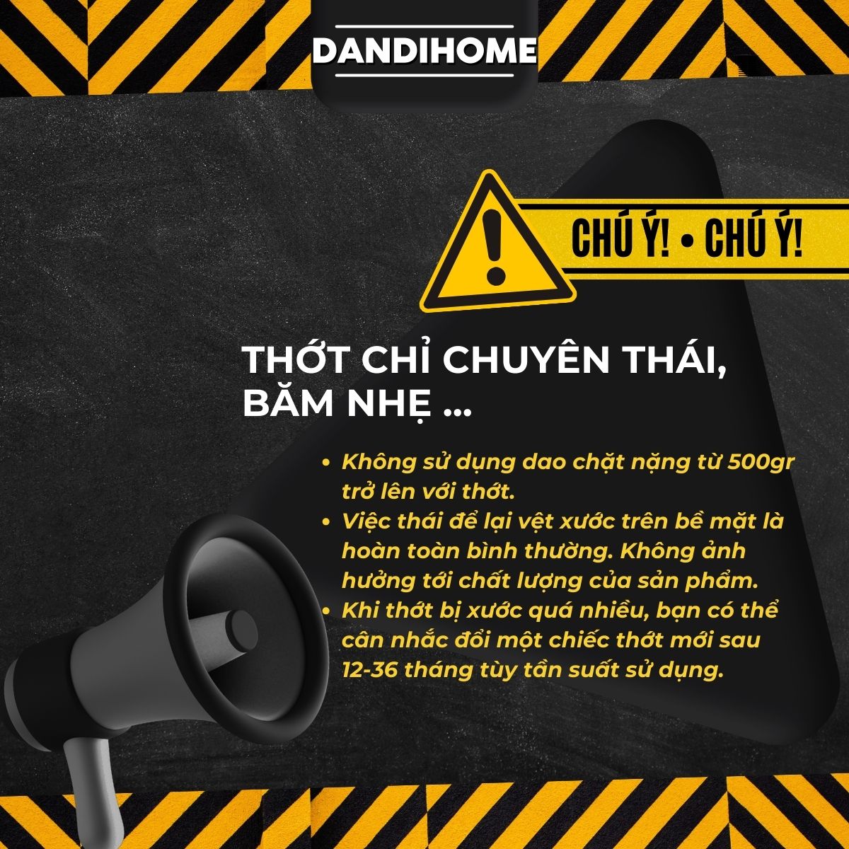 Thớt ricehusk DandiHome chống nấm mốc, an toàn sức khỏe