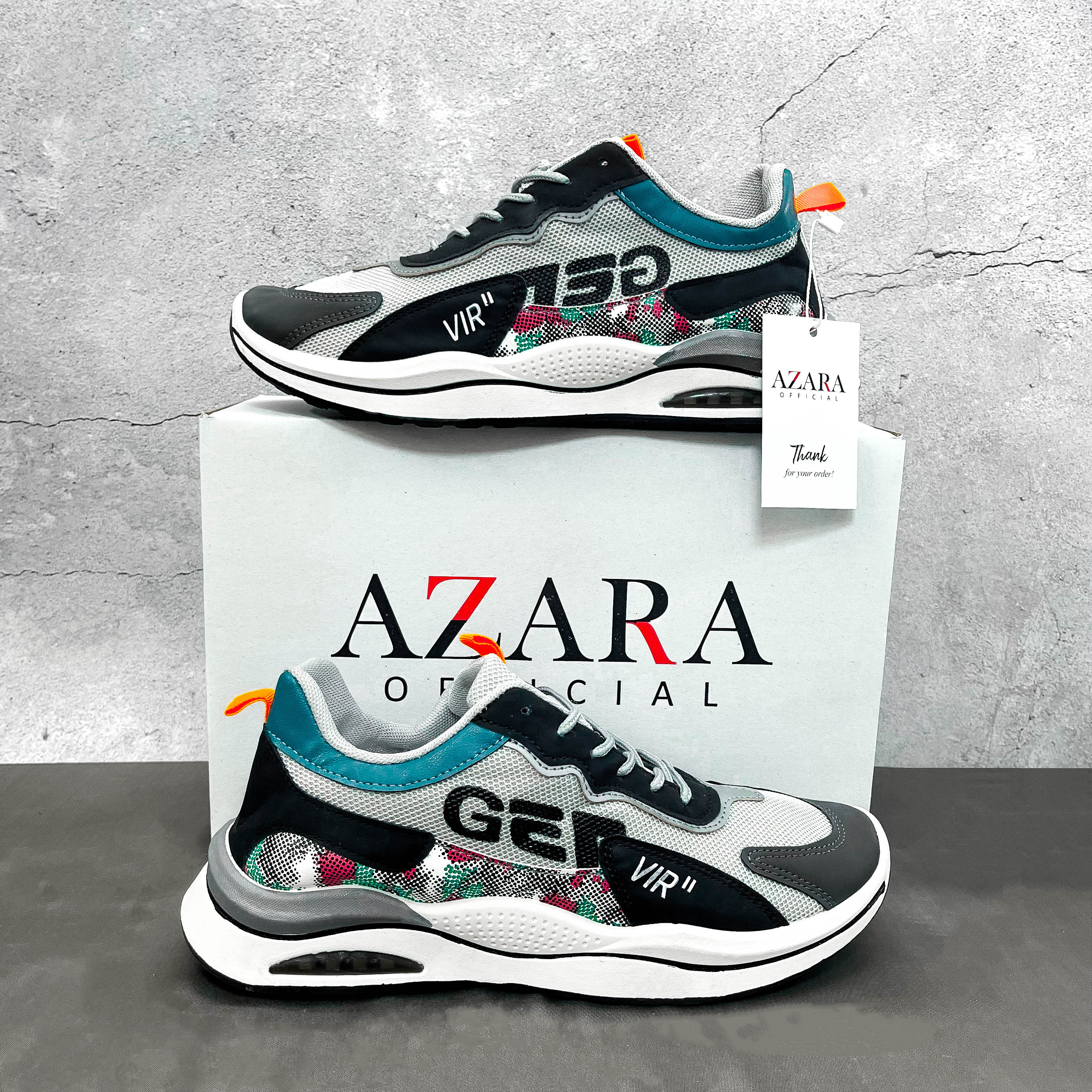 Giày Thể Thao Nam AZARA- Sneaker Màu Đen -  Xám - Kaki, Phong Cách Trẻ Trung Tự Tin Ra Ngoài - G5050