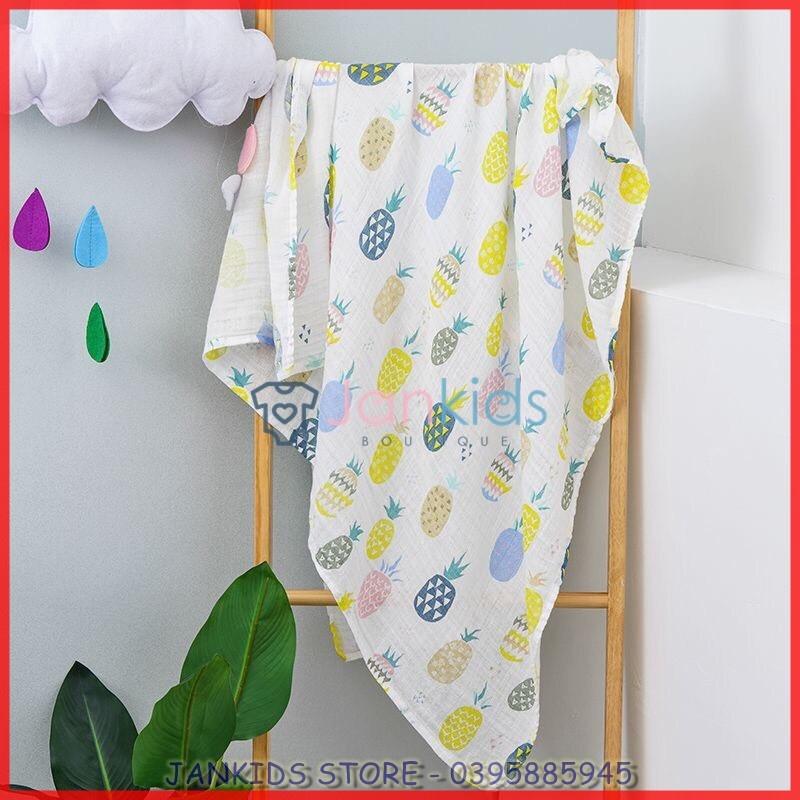 Khăn tắm sợi tre muslin swaddle 2 lớp kích thước 120x120cm, khăn tắm cuộn siêu thấm siêu mềm