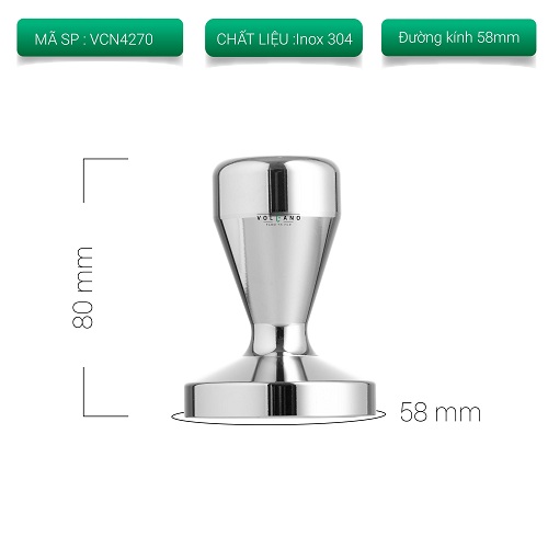 Tamper nén cà phê máy espresso tay cầm Inox