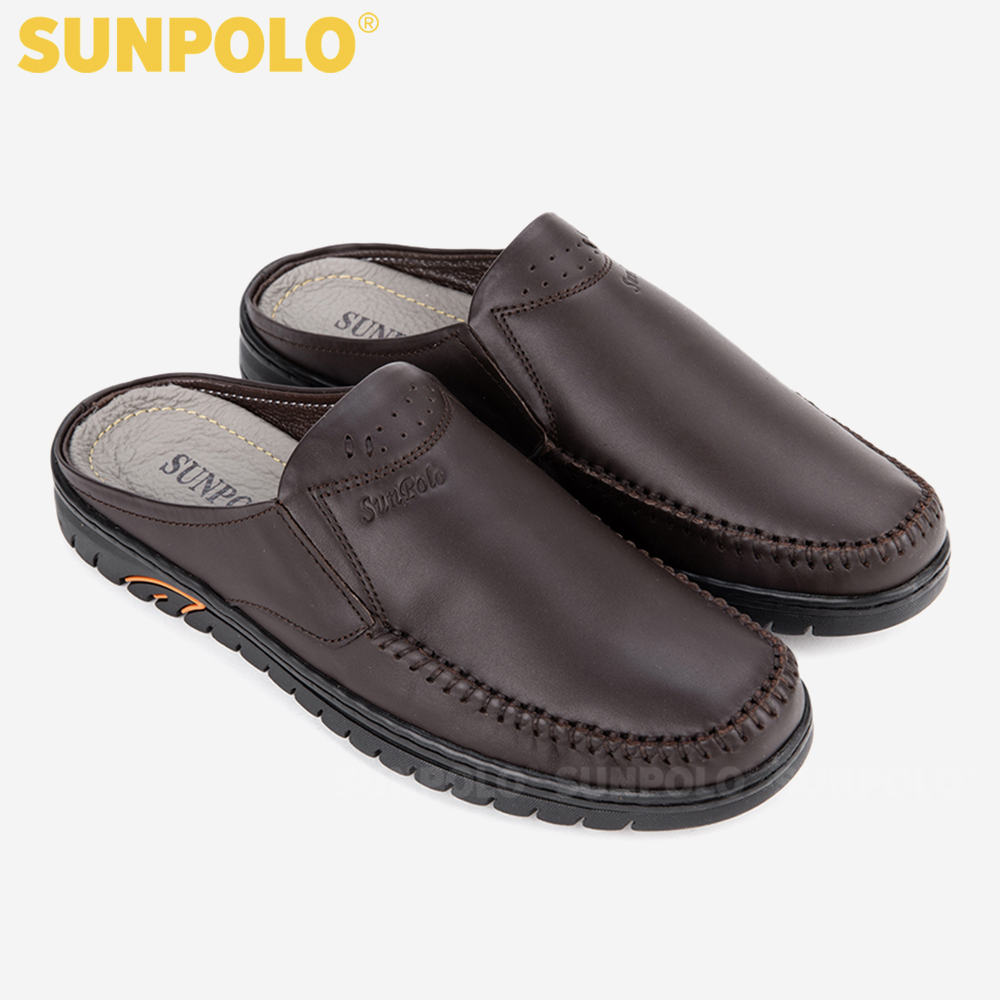 Dép Sục, Dép Sapo Nam Da Bò SUNPOLO SPO293 Bền đẹp