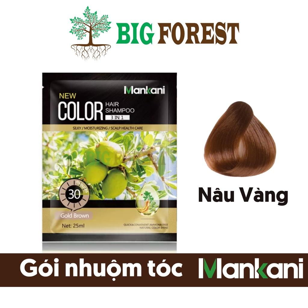 Gói Dầu Gội Nhuộm Tóc, Phủ Bạc Thảo Dược Mankani [Gói 25ml - Nâu Vàng