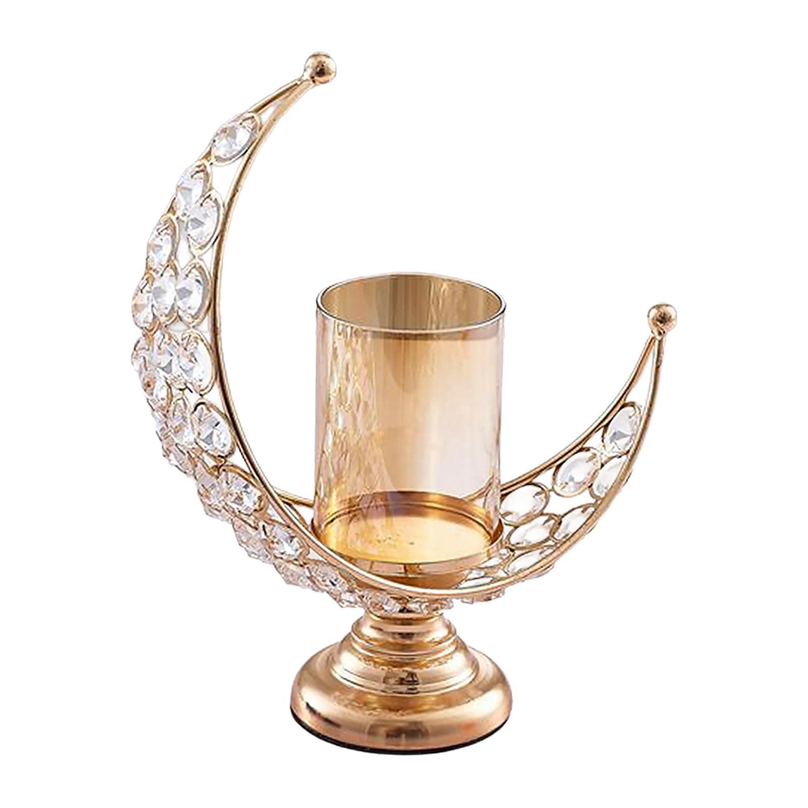 Pillar Candle Holder Moon Shape Candlestick Holder Metal Craft Dining Table Bedroom Wedding Centerpiece Home Decoration Tealight Holder