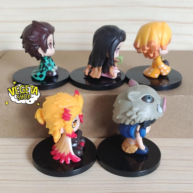 Mô hình Kimetsu No Yaiba - Mô hình thanh gươm diệt quỷ - Set 5 mẫu ngồi Tanjiro Nezuko Zenitsu Inosuke Rengoku - Cao 5cm