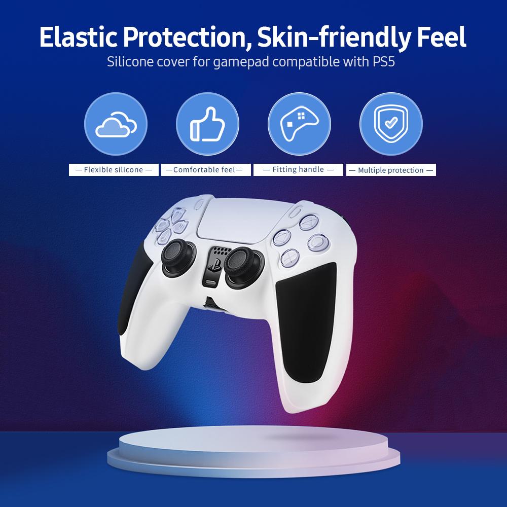 BUBM Silicone Cover cho Gamepad Tương thích với PS5 Silicone Bảo vệ chống va đập Linh hoạt và Bền nhiều - Màu trắng