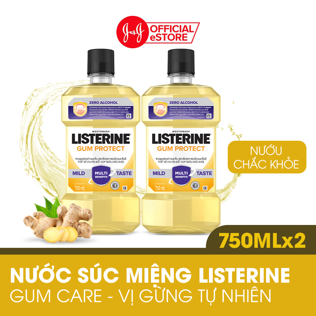 Bộ 2 Chai Nước súc miệng giúp nướu chắc khỏe Listerine Gum Care 750ml/chai 101109930