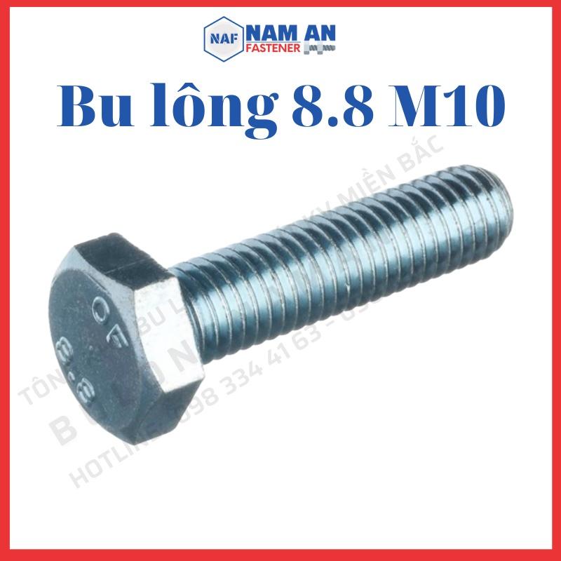 Bulong M10 cấp bền 8.8, bu lông lục giác M10, bu lông 8.8, độ dài 20->100 mm. Màu: Đen, Vàng, Trắng