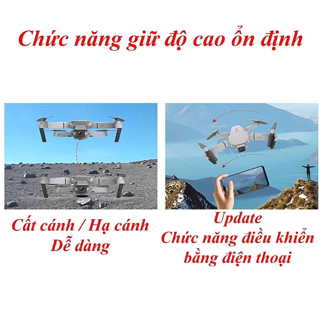 Flycam E88 máy bay điều khiển từ xa camera kép Quadcopter UAV Với Bản Nâng Cấp 720P / 1080P / 4K HD FPV GPS WiFi - Hàng Chính Hãng