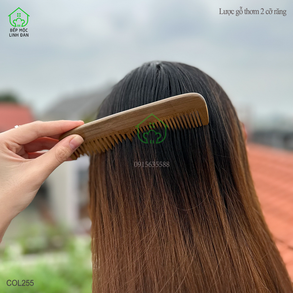 Lược Gỗ Thơm Ghép Răng Bằng Đầu 2 Loại Răng Tiện Dụng