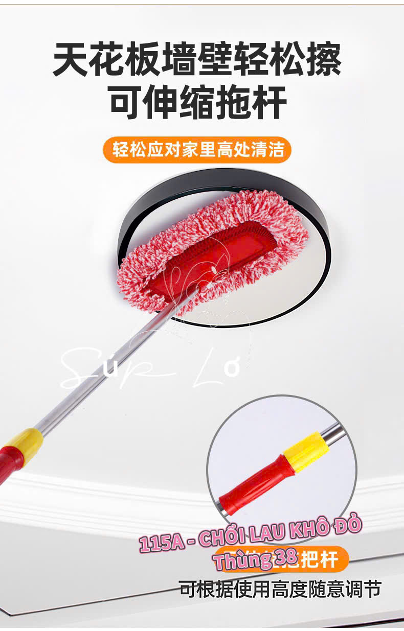 Cây Lau Bụi Đầu Bông Sợi Microfiber 139–240cm, Cán Inox Kéo Dài Xoay 360° – Chổi Quét Mạng Nhện, Trần Nhà, Khe Tường, Oto - HÀNG CHÍNH HÃNG MINIIN
