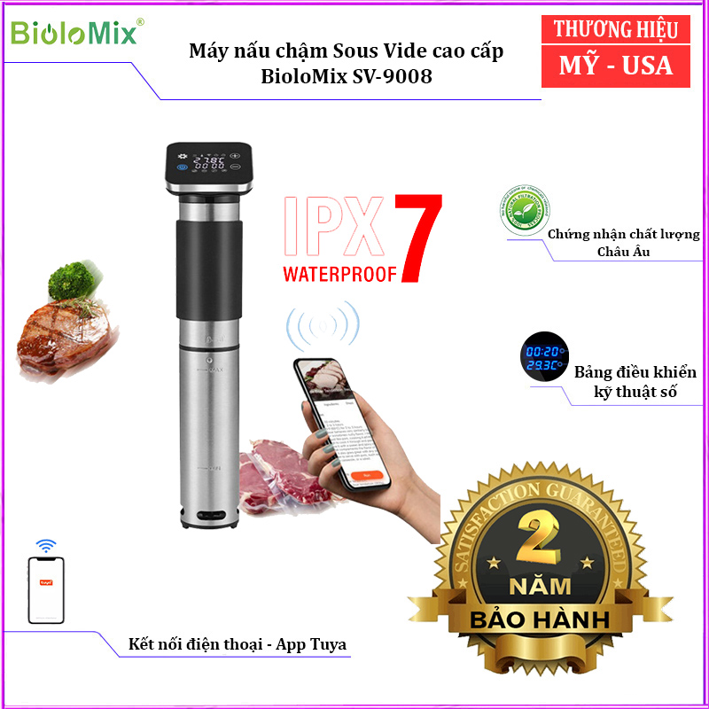 Máy nấu chậm Sous Vide BioloMix SV-9008 kết nối Wifi, công suất 1300W-Hàng chính hãng