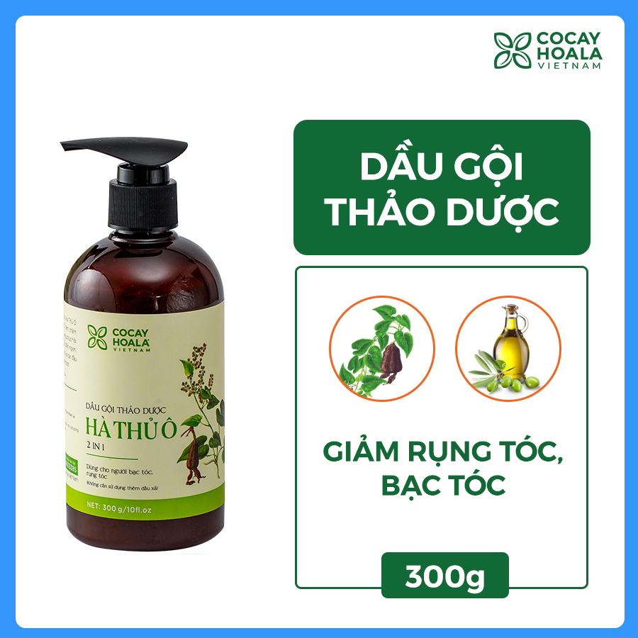 Dầu Gội và Xả Thảo Dược Hà Thủ Ô Giảm Rụng Tóc, Bạc Tóc Cocayhoala 300g