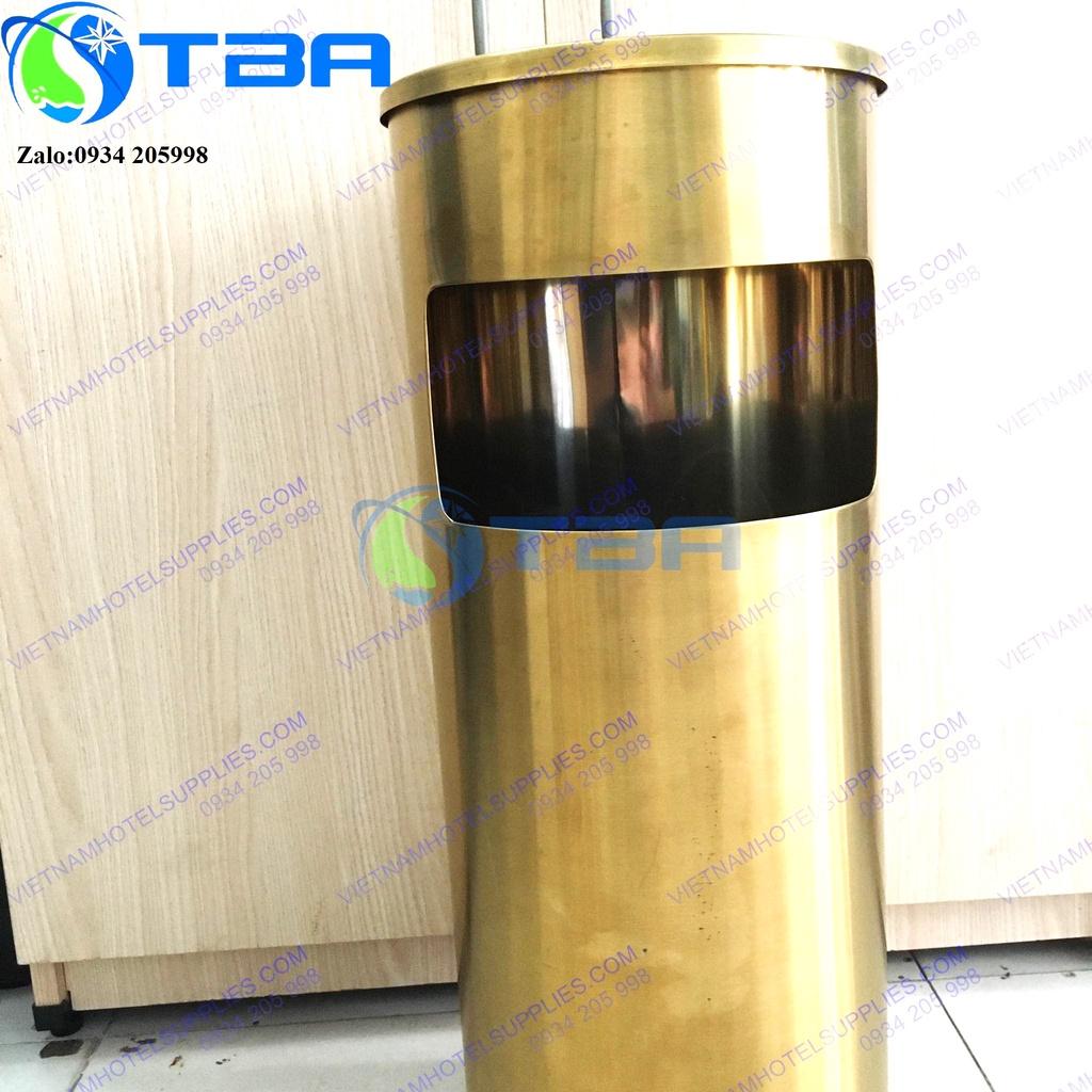 Thùng rác gạt tàn inox mạ vàng cao cấp