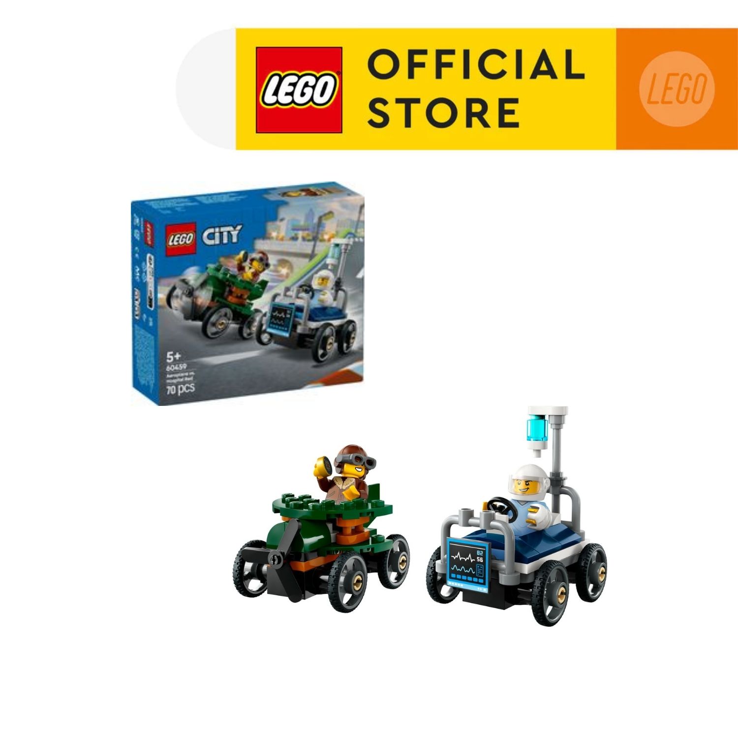 LEGO CITY 60459 Đồ Chơi Lắp Ráp Bộ Đôi Máy Bay Vs Xe Cấp Cứu Di Động (70 chi tiết)