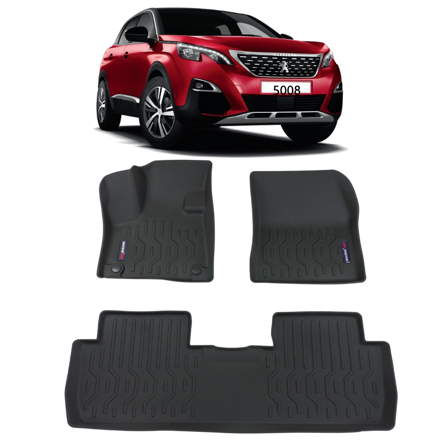 Thảm lót sàn xe ô tô PEUGEOT 5008 2017- Nhãn hiệu Macsim chất liệu nhựa TPV cao cấp màu đen bộ 2 hàng ghế