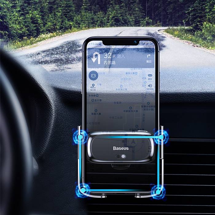 Giá đỡ đế giữ cảm biến cho điện thoại kẹp lỗ thoát khí hiệu Baseus Mini Electric Car Holder dùng trên xe hơi xe ô tô Khóa thông minh tự động - Hàng nhập khẩu
