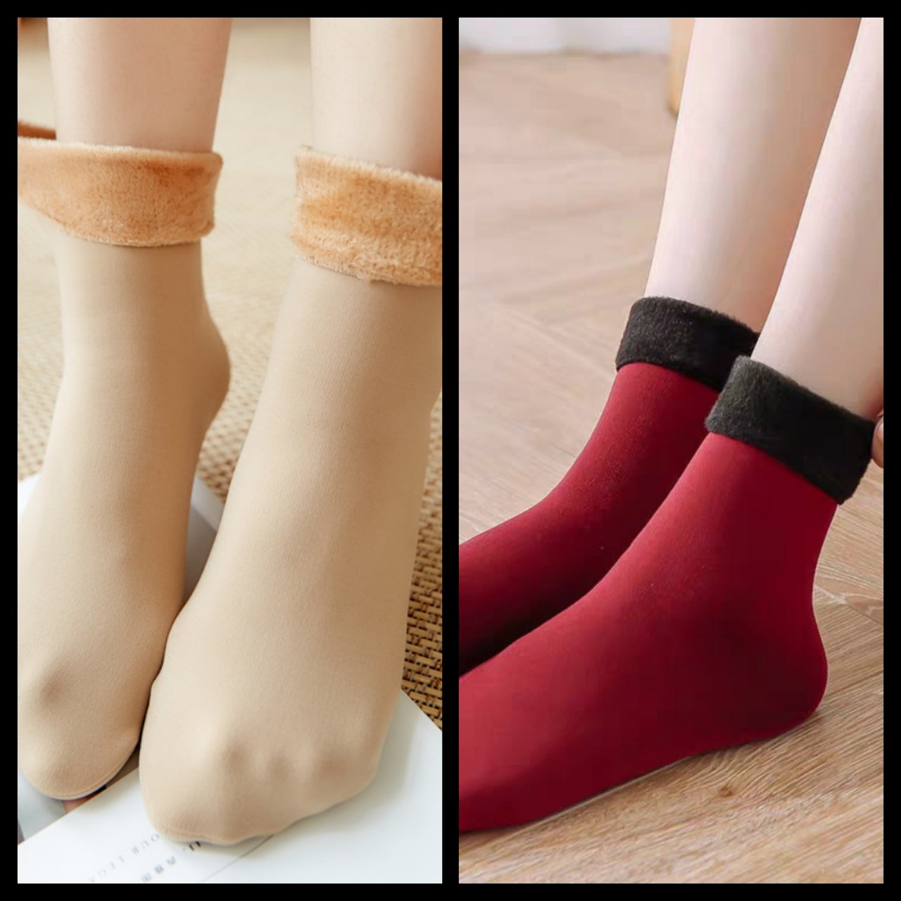 ComBo 2 Đôi Tất Nữ Lót Lông Tuyết Siêu Ấm Áp