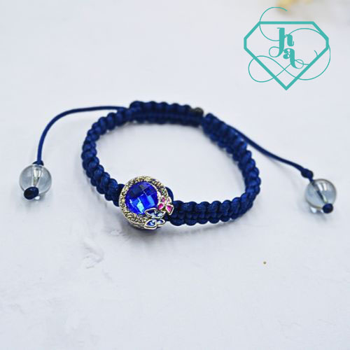 Vòng thắt dây thạch anh khói mix charm VTD-03
