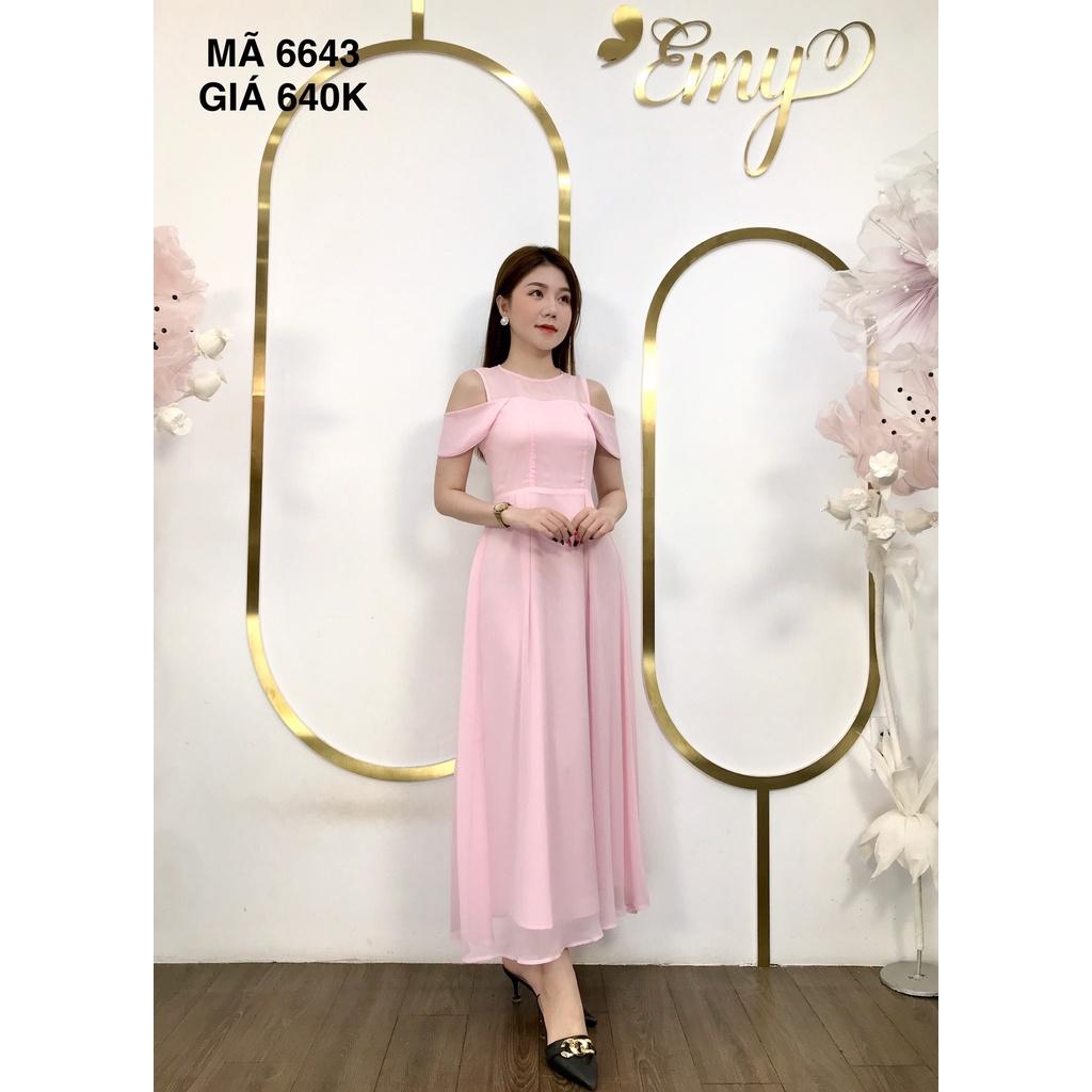 Đầm EMY EM6643 Maxi Hồng Rớt Vai