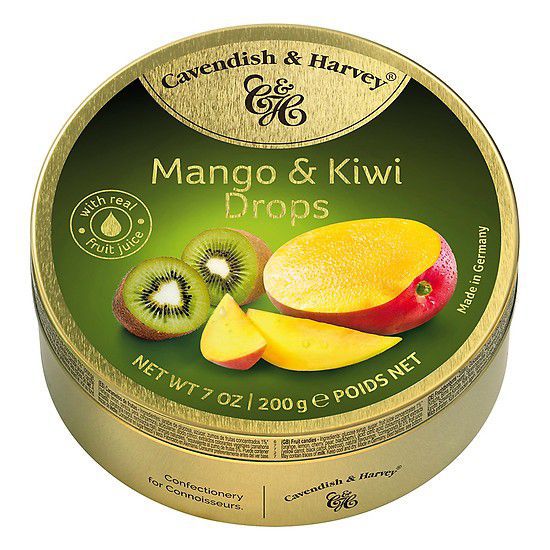 Kẹo trái cây Cavendish & Harvey vị Mango & Kiwi Drops hộp 200gr