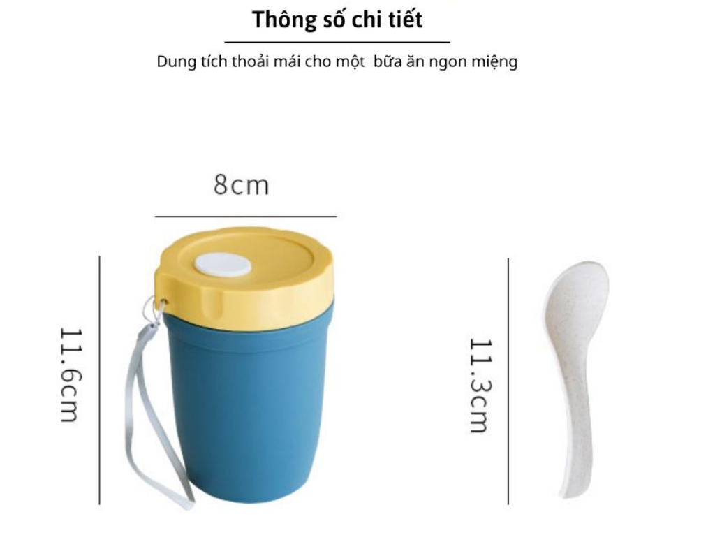 Cốc đựng canh giữ nhiệt lúa mạch văn phòng GP01 đựng ngũ cốc, sữa, mang cùng hộp đựng cơm giữ nhiệt