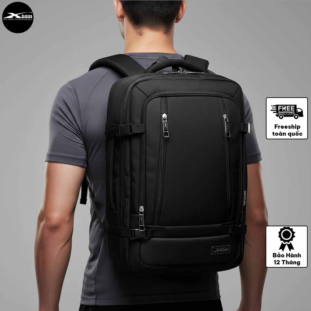 Balo Du Lịch Phượt Xbags Leader Pro XB 2010 – Chống Thấm, Form Cứng Màu Đen