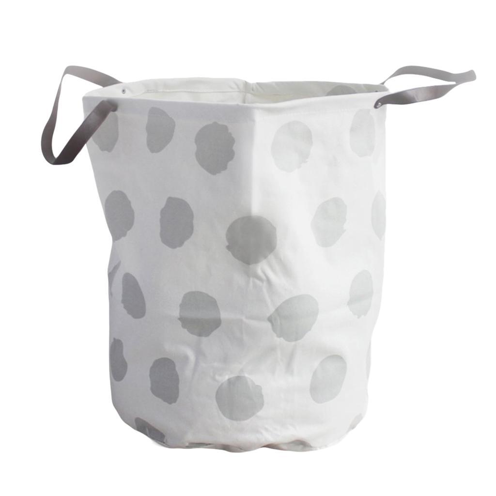 2x Folding Laundry Hamper Makeup Storage Basket for Home Office-Dots