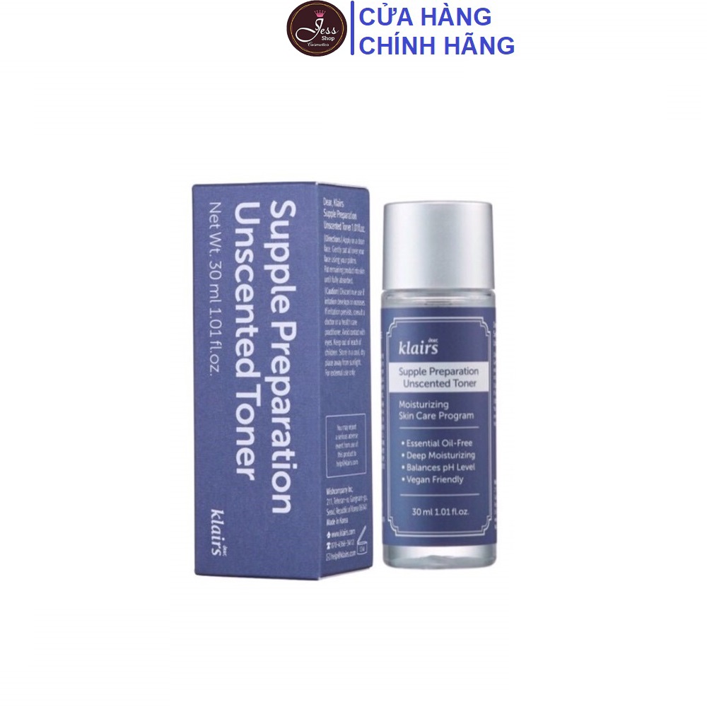 Nước Hoa Hồng Dear Klairs Supple Preparation Unscented Toner 30ml