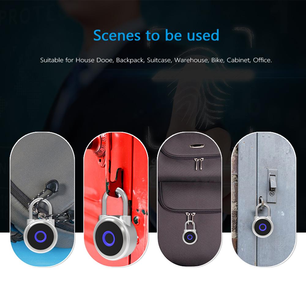 Ổ khóa vân tay IP65 Chống thấm nước 20 nhóm Dấu vân tay có thể sạc lại